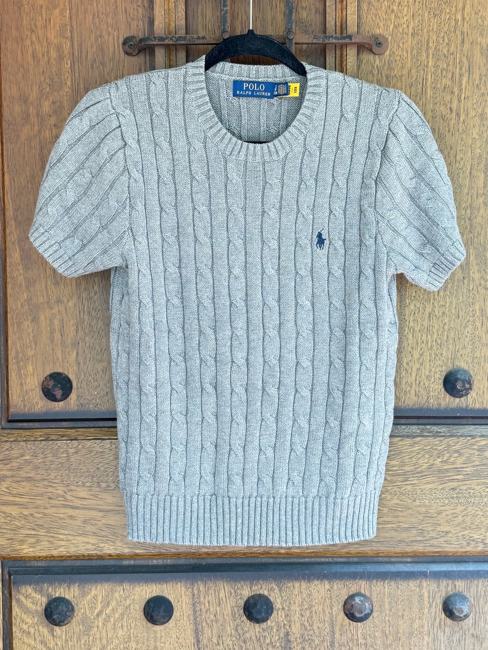Ralph Lauren Light Gray Cable Knit Crewneck Sweater Size S